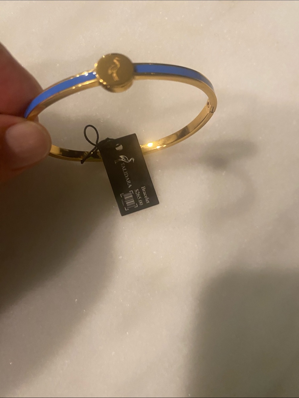 Talidara Bangle Bracelet with Blue Enamel Accent